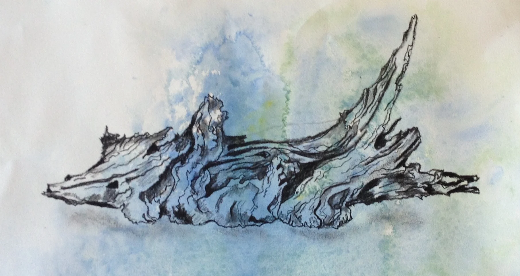 Rain Drawing 3, charcoal, pigment, rainwater on paper