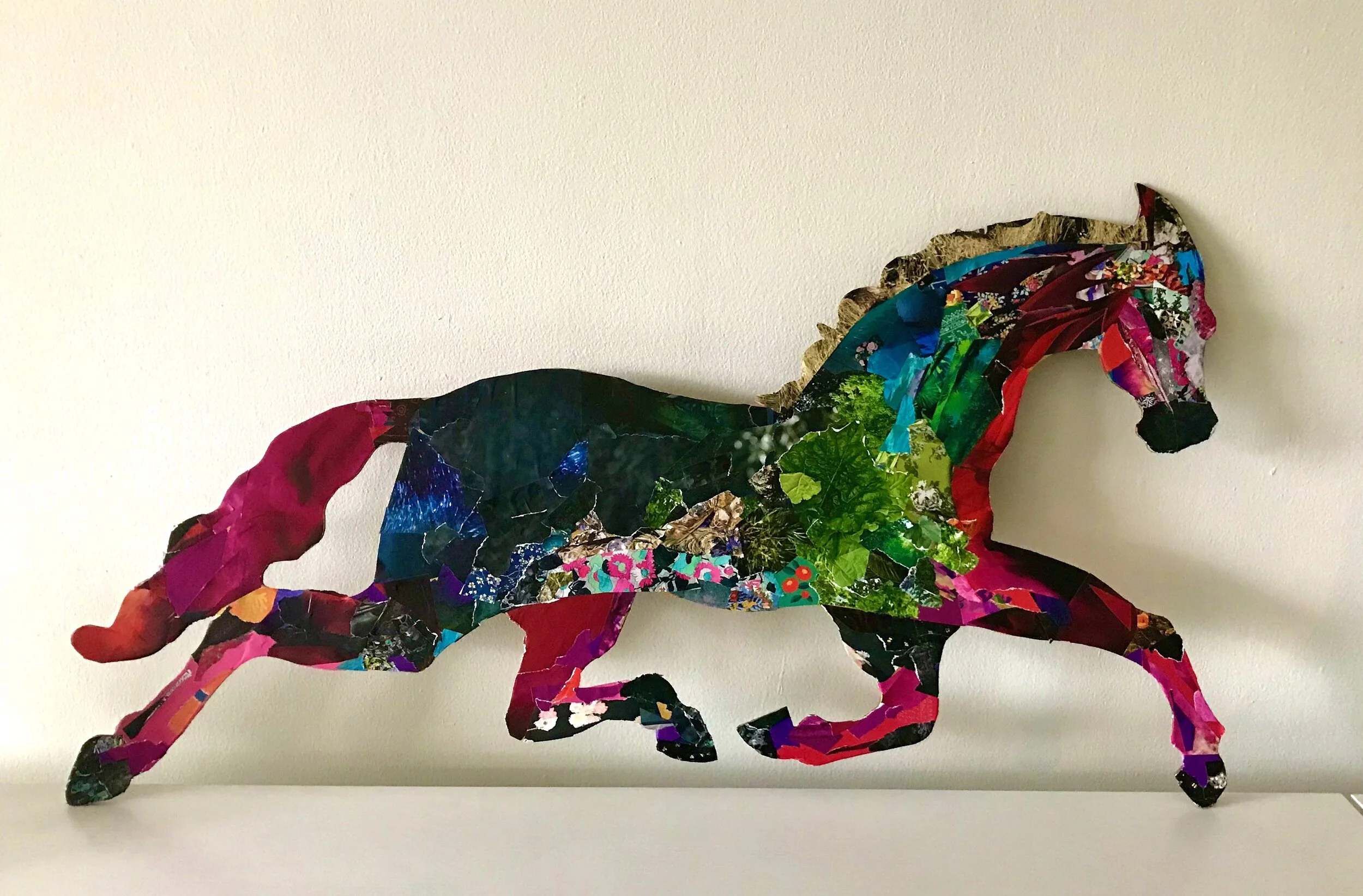 Fire Horse, collage on board, 2020