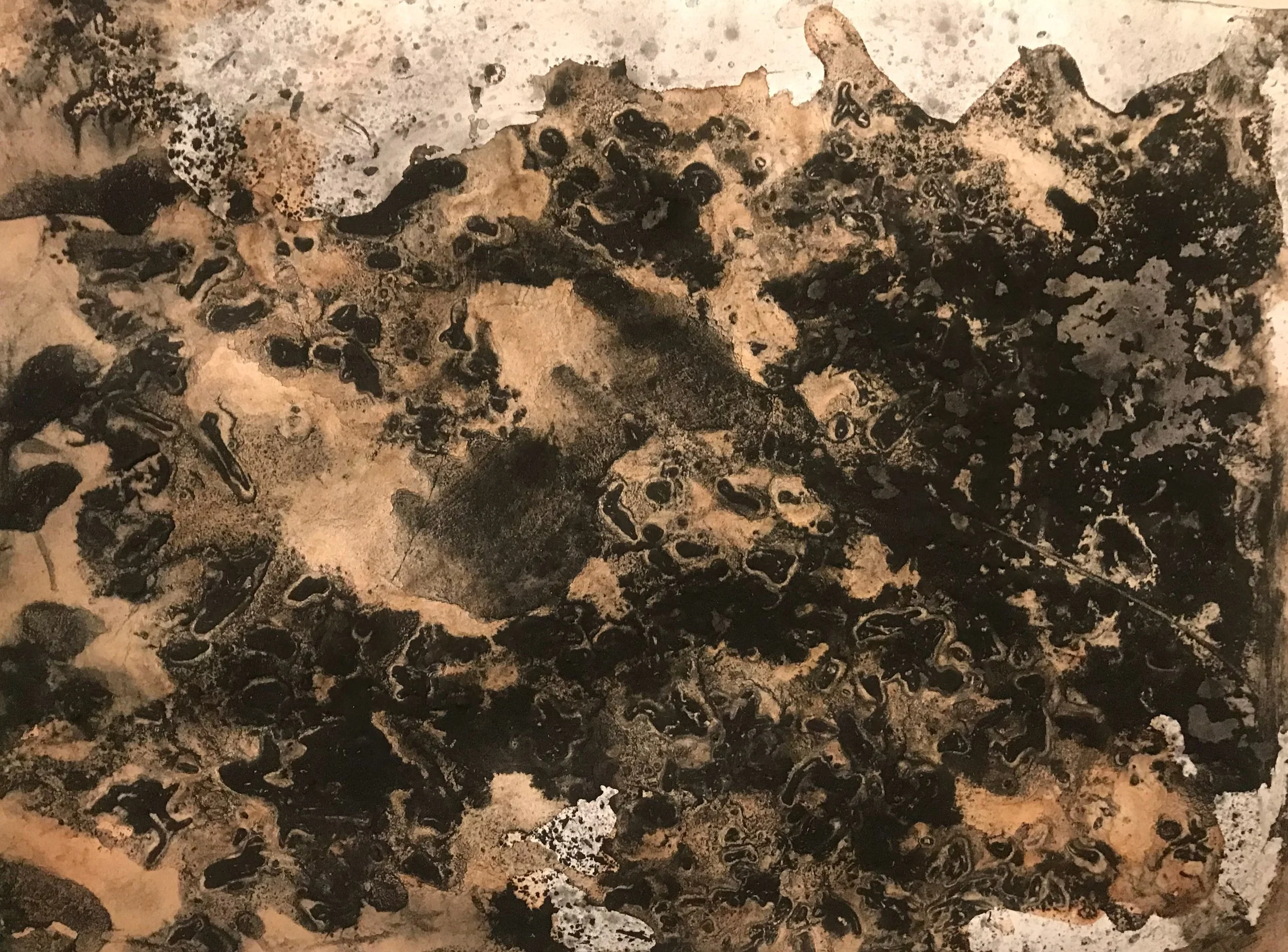 Wind, Charcoal & Pu Er, 2021, 9" x 12" on paper