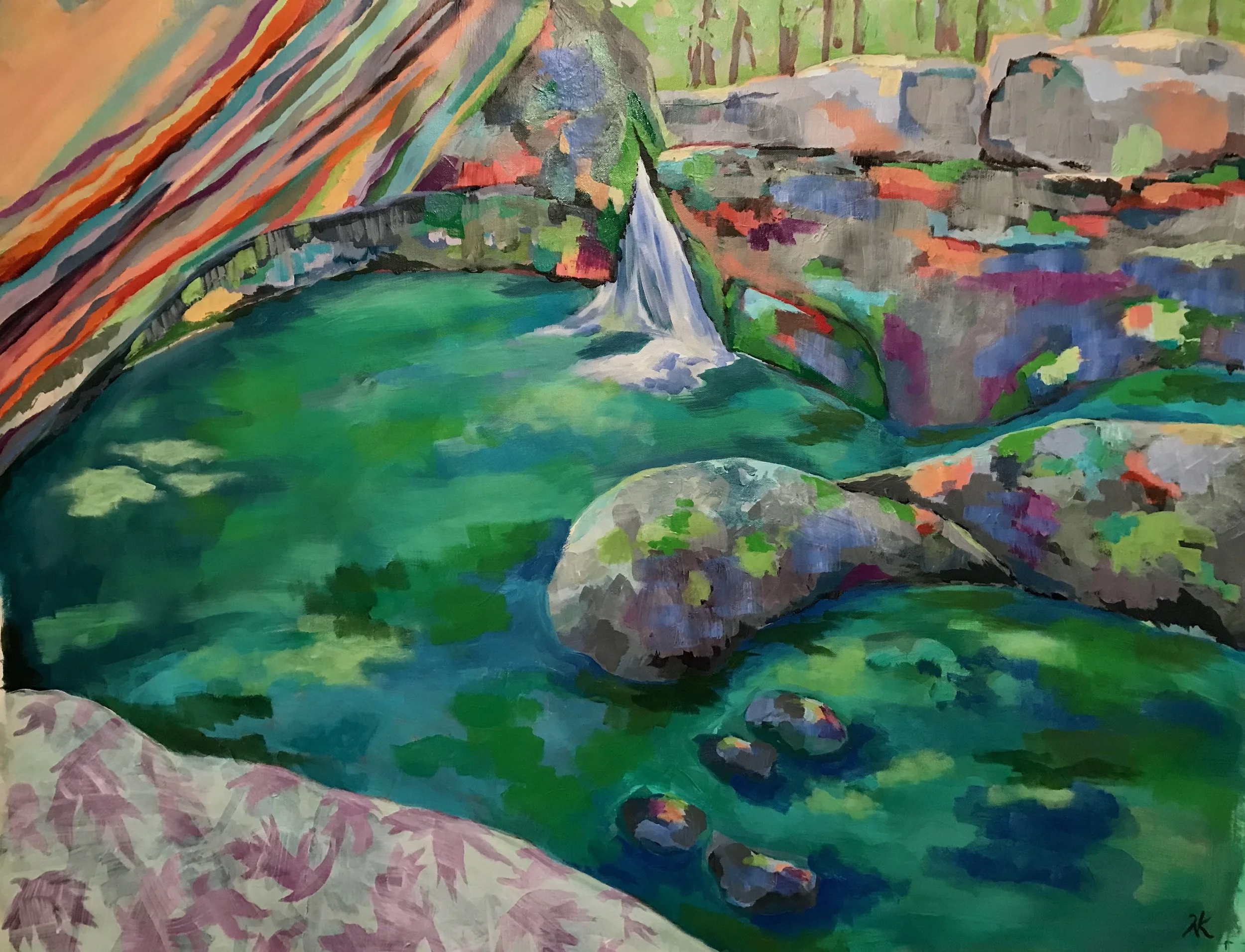 In the Berkshires, acrylic on canvas, 2021, Ht. 30" l. 40"