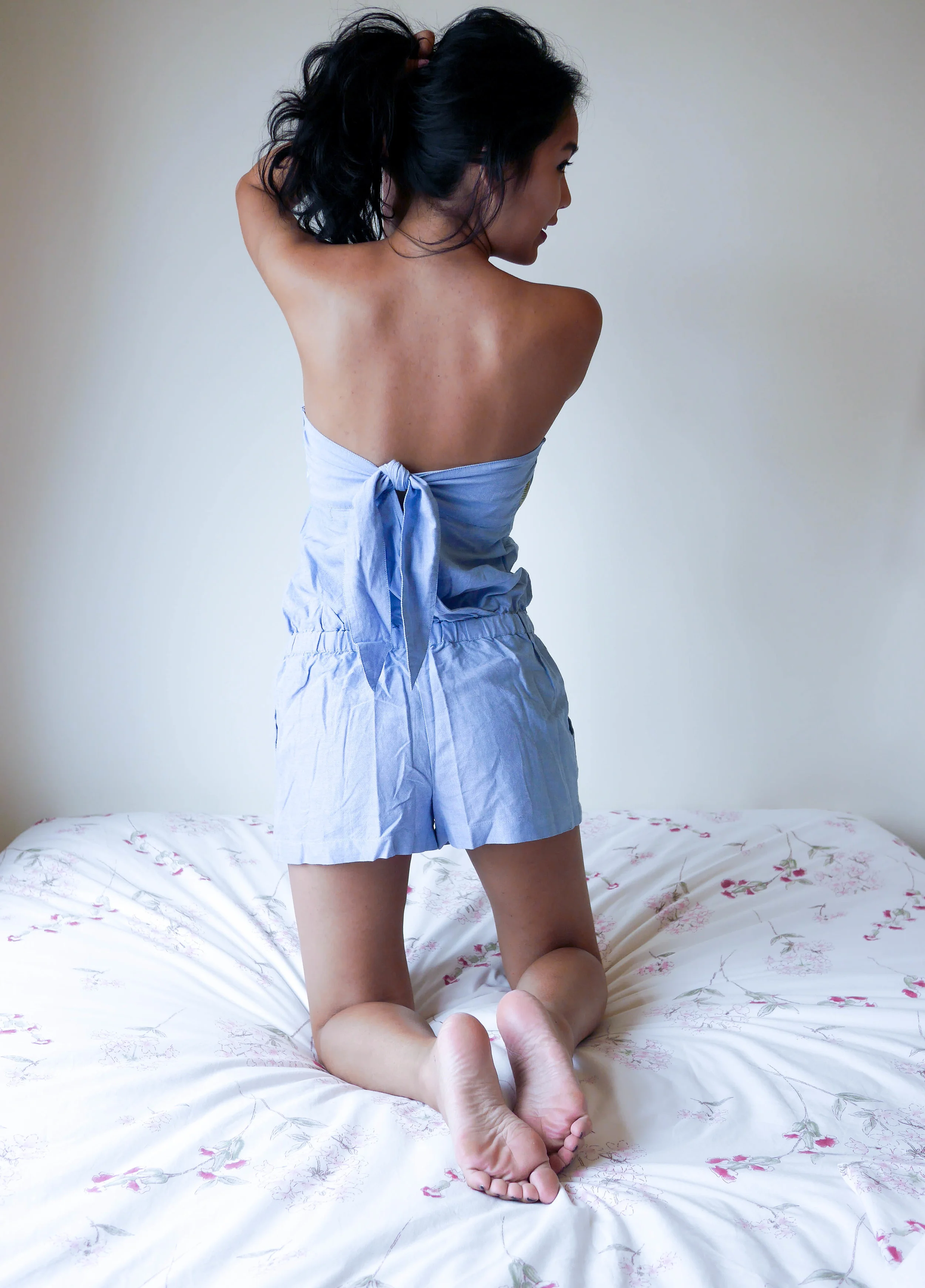 Chevron Romper w/ Bow Back Detail - SOLD