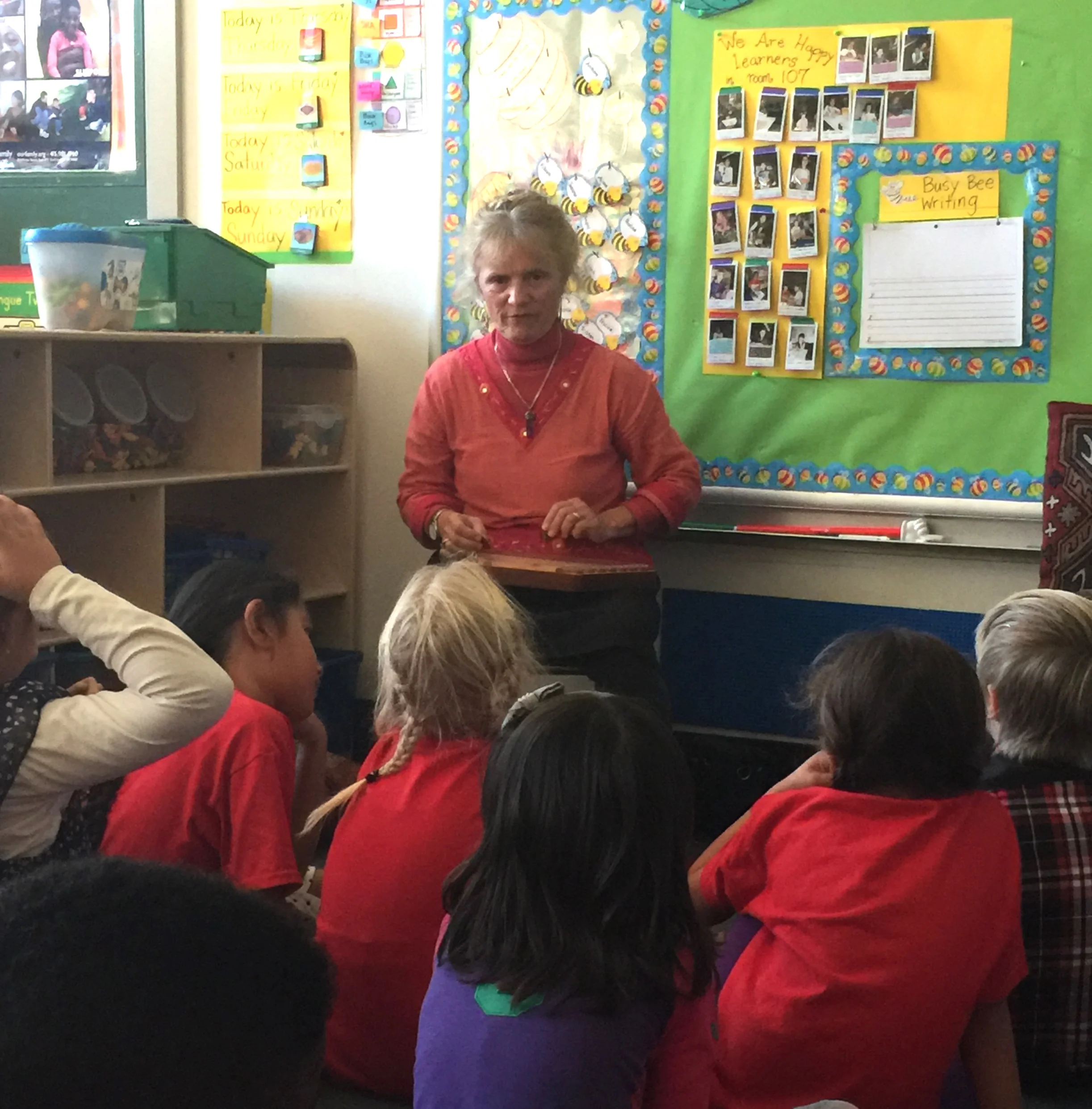 Storytelling in a first grade class at Harvey Milk Civil Rights Academy, San Francisco, 2016.