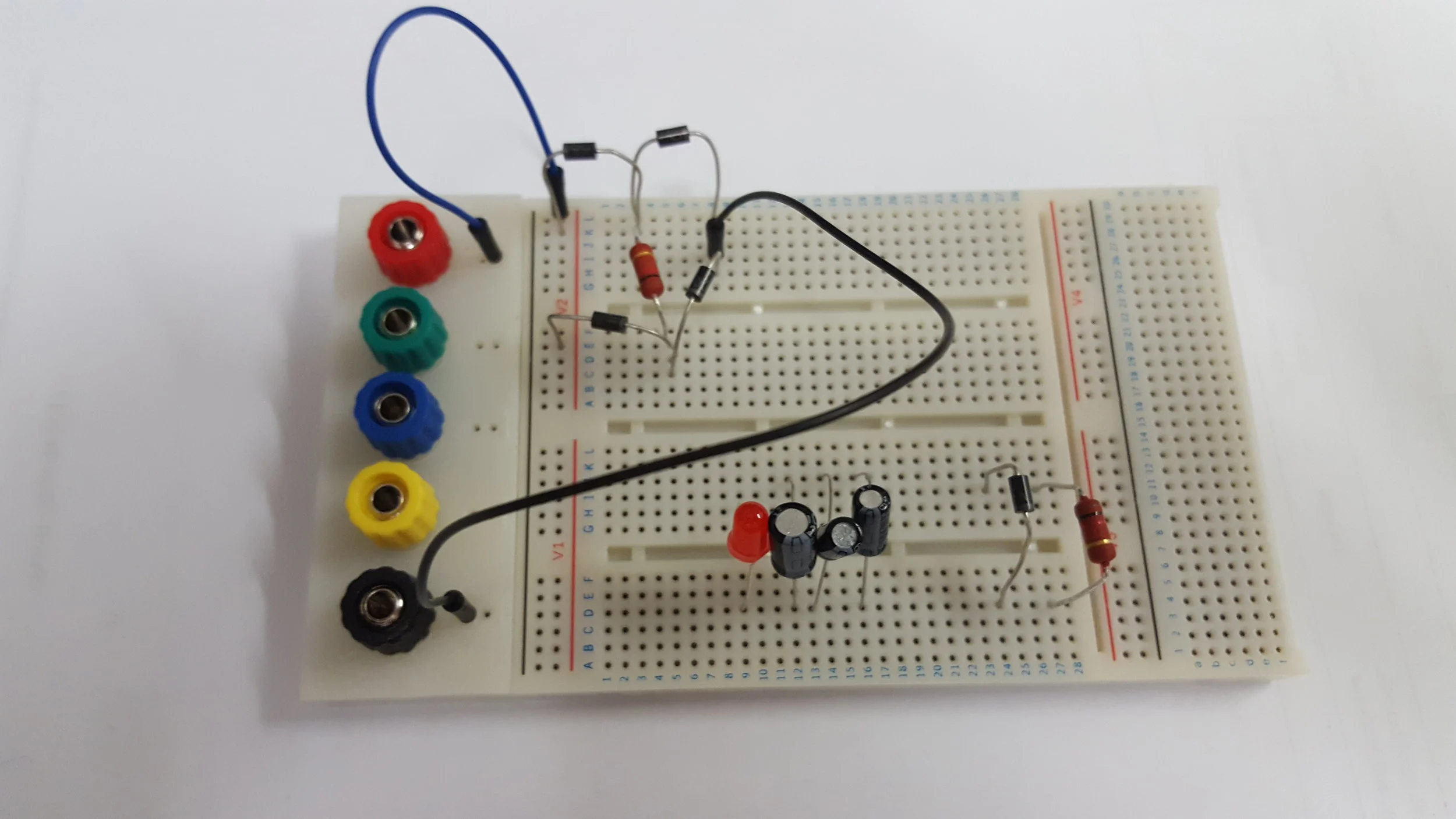 Full Wave Bridge Rectifier Circuit On Breadboard