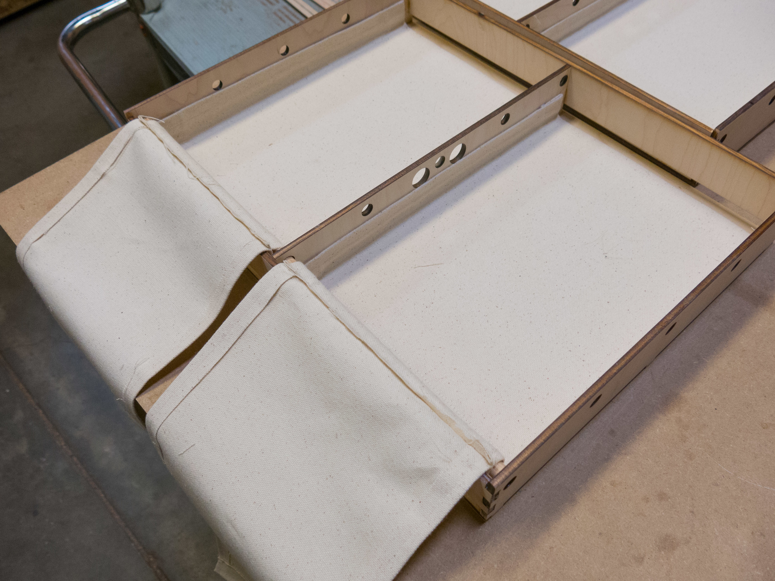 Fabric step 2 - starting the 'hammocks'