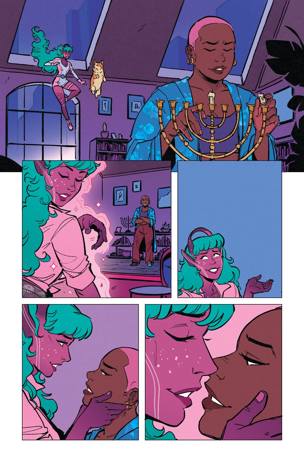  Interior Page -  I’ll Be Home for Hanukkah  - DC Comics  Writing by Jadzia Axelrod, Inks by Hannah Templer, Colors by Bex Glendining 