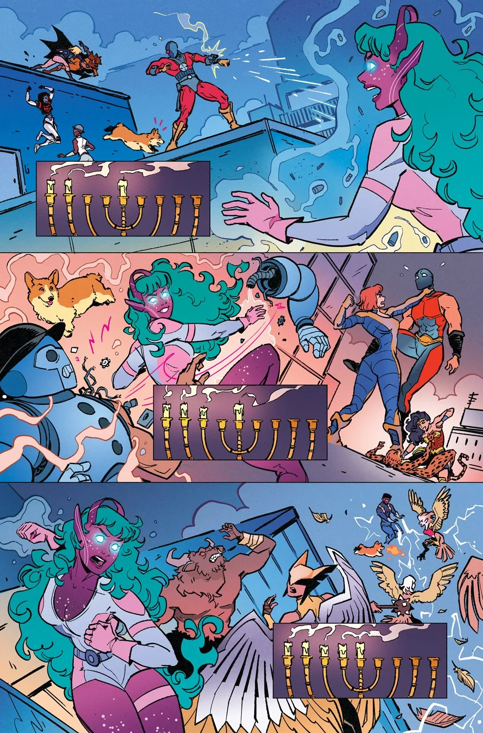 Interior Page -  I’ll Be Home for Hanukkah  - DC Comics  Writing by Jadzia Axelrod, Inks by Hannah Templer, Colors by Bex Glendining 