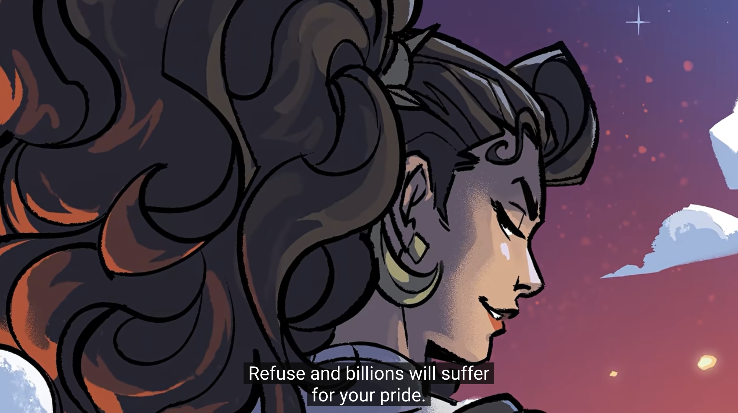  Screenshot -  Ultimatum Story Time with Chiara Preziosi  (Blizzard) -  layered art for an  animated short  featuring Vendetta, Overwatch’s 45th hero 