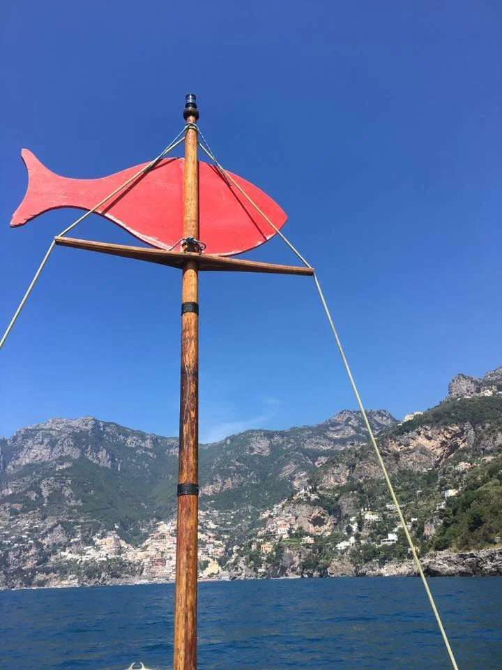 The boat to da Adolfo from Positano Main Beach