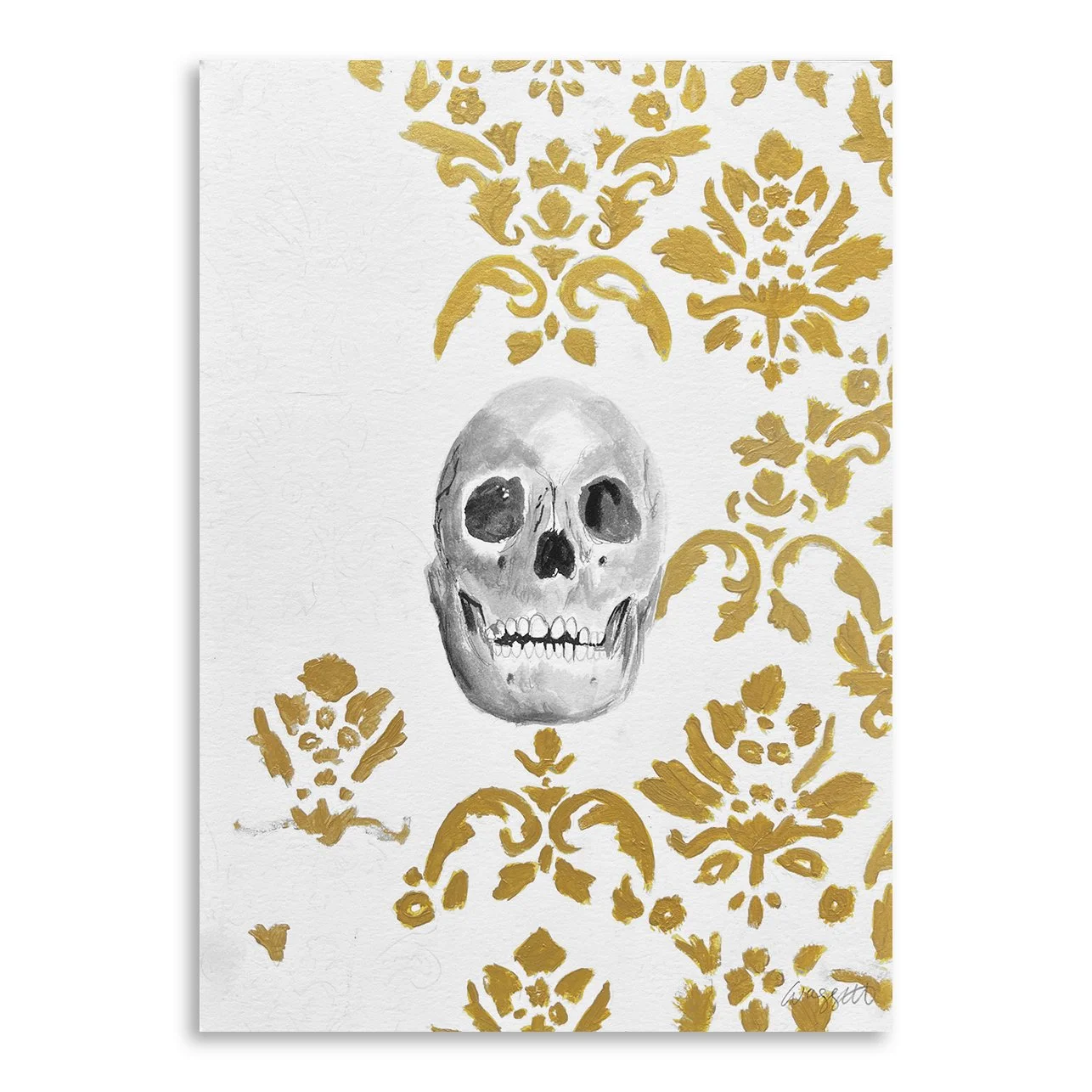 Skull with Damask Pattern
