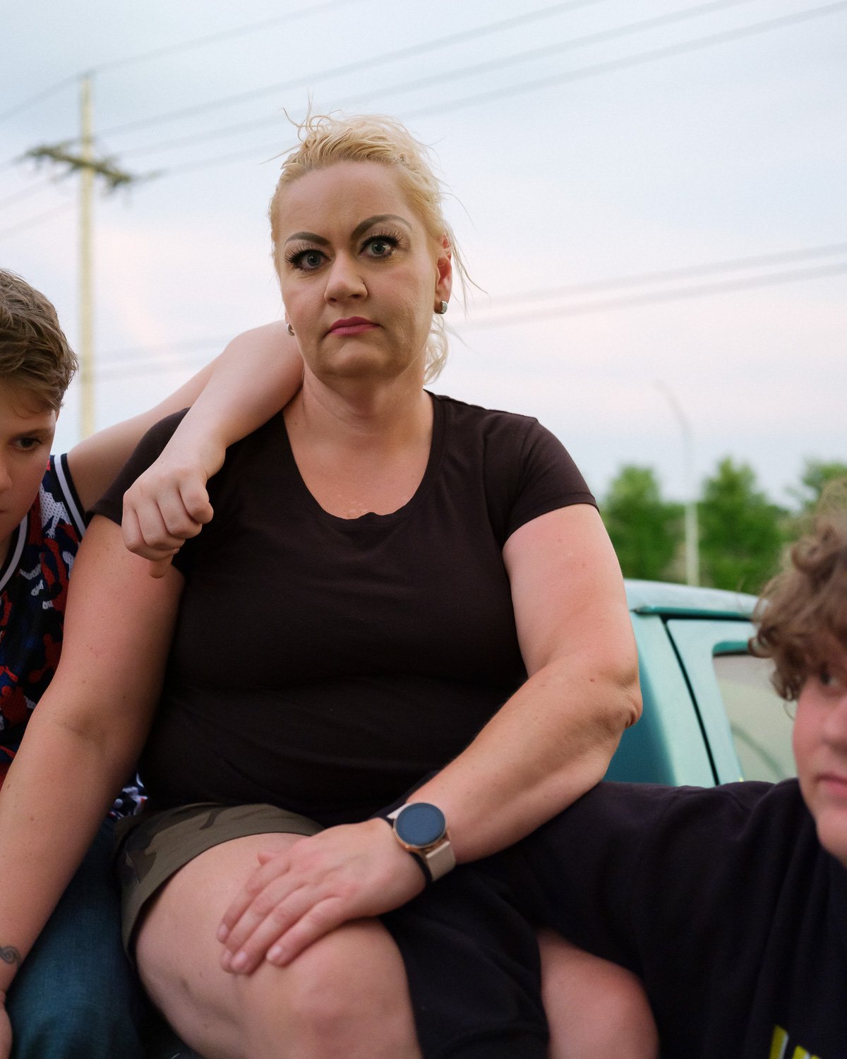  Trump supporter Danni Rhiley with her sons Masen Rhiley and Jacksen Hanten, Omaha, NE, for The New York Times, 2020 