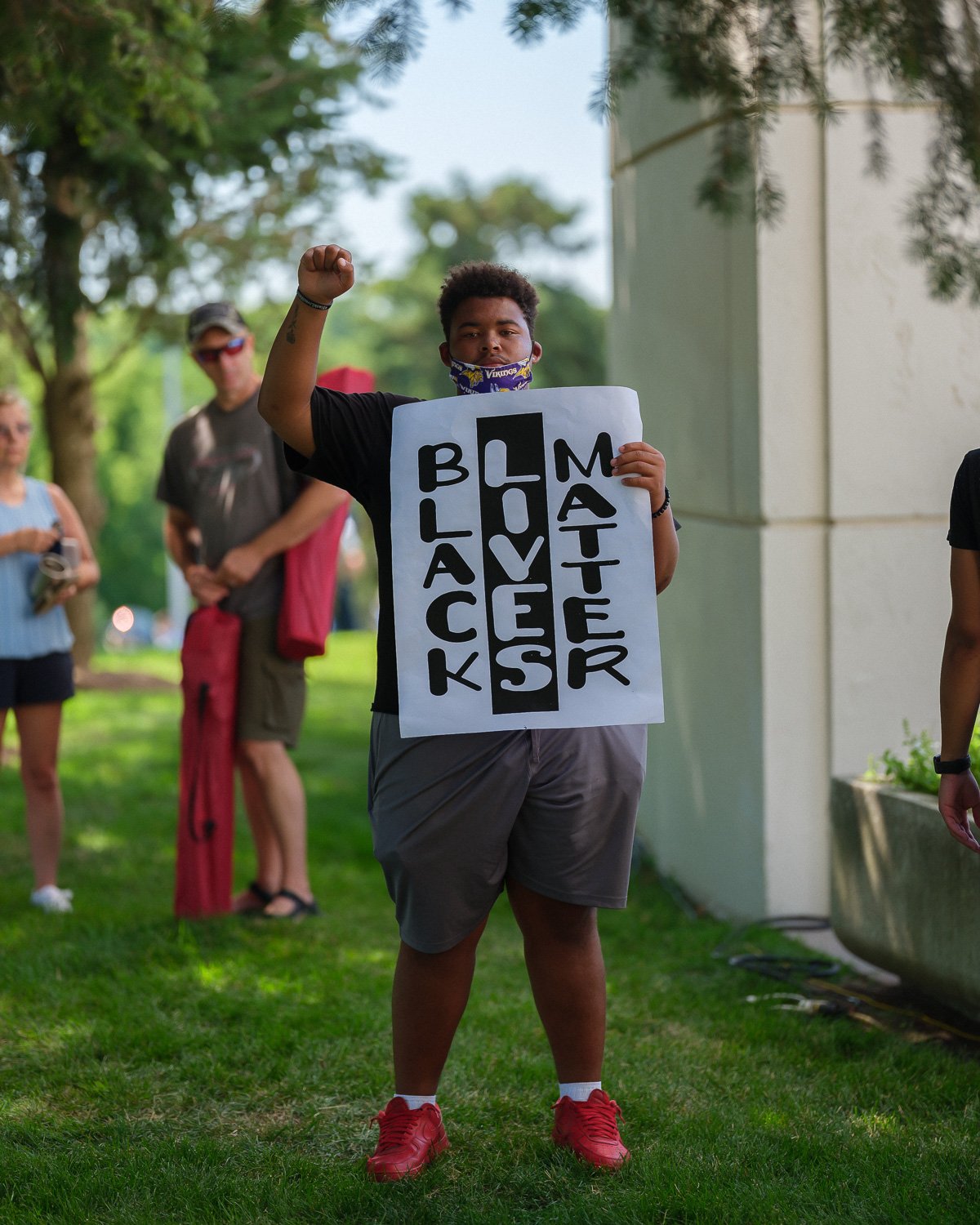  Jammal Hunter, Black Lives Matter Protestor, after the "Back the Blue" rally at Memorial Park, Omaha, NE, for The New York Times, 2020 