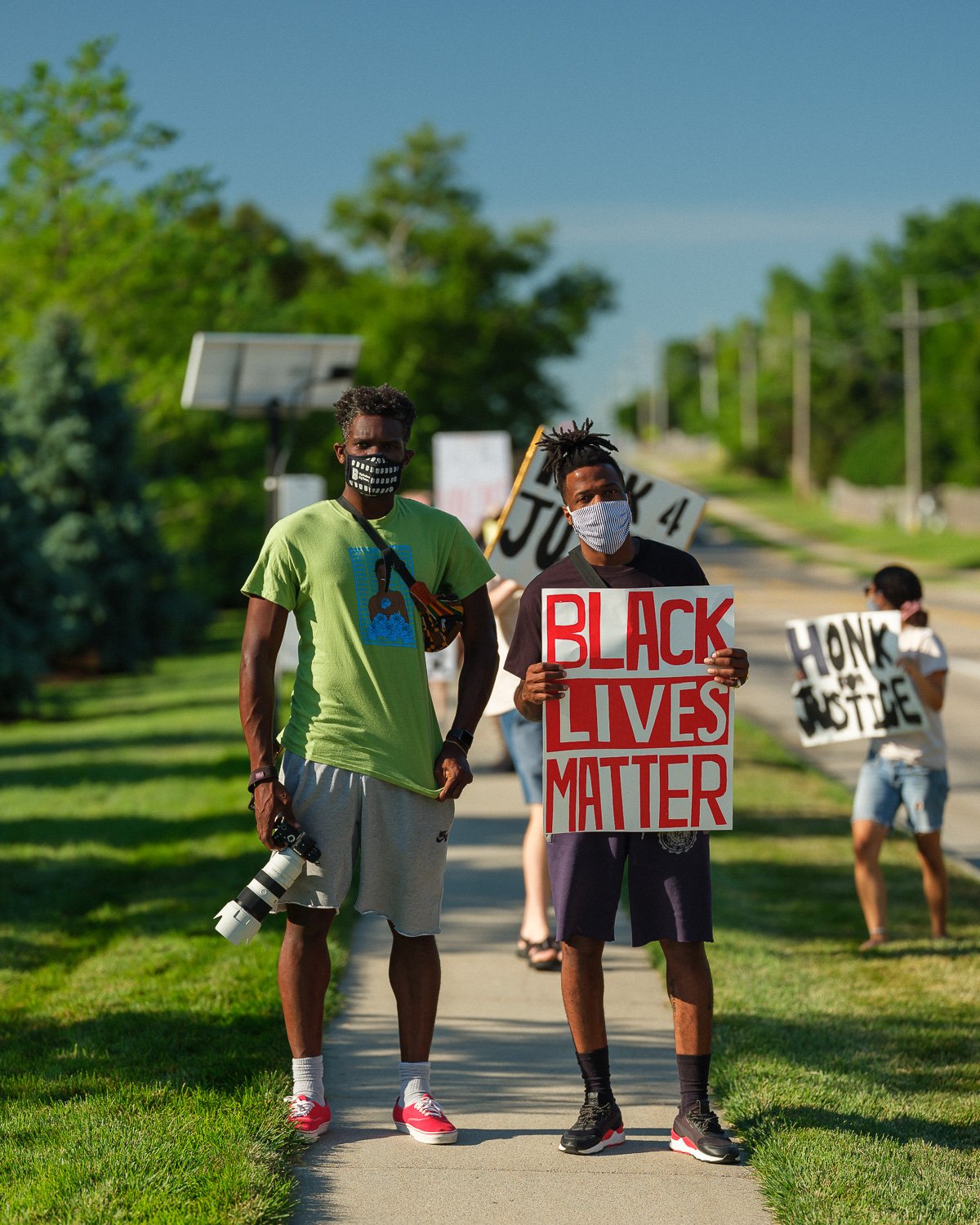  Black Lives Matter protestors have been stationed outside the gated community where Douglas County Attorney Don Kleine lives, 6 hours every morning for nearly a month, Omaha, NE, for The New York Times, 2020 