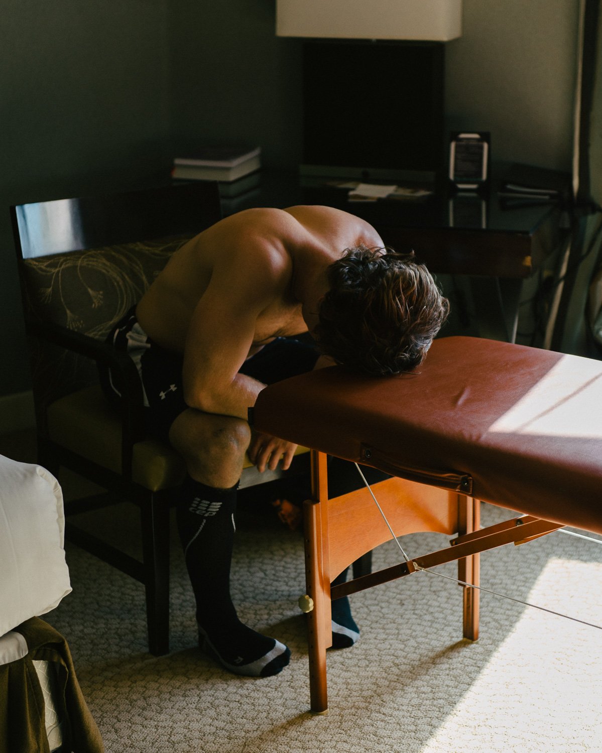  Physical therapy for a member of the Canadian Men's Rugby Sevens Team, Las Vegas, NV, for Sportsnet Magazine, 2015 