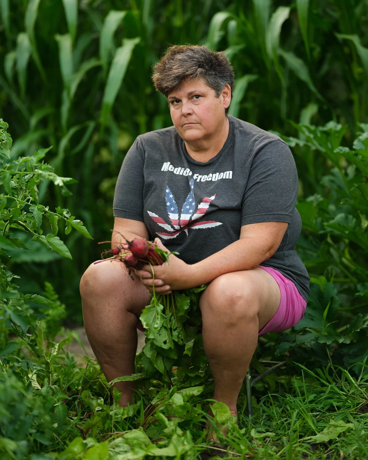  Lia Post in her backyard garden, Springfield, NE, for The New York Times, 2021 