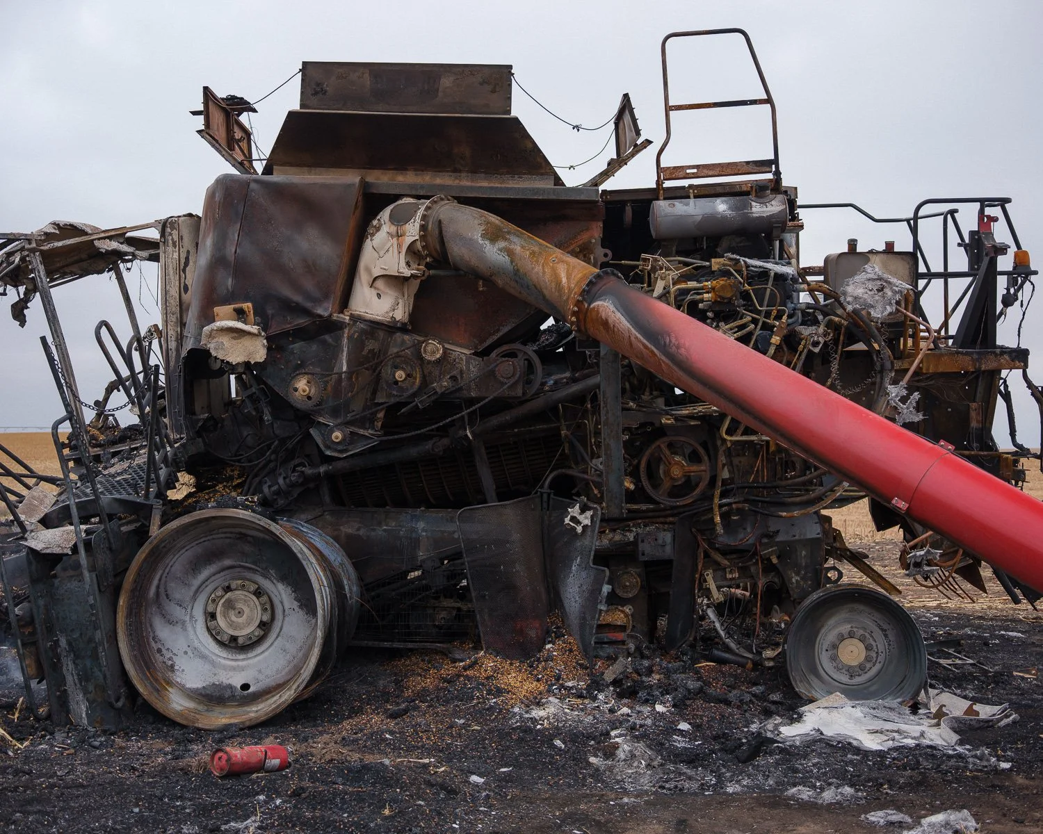  Farmer Jonathan Rempel’s burned combine, York County, NE, for The New York Times, 2020 