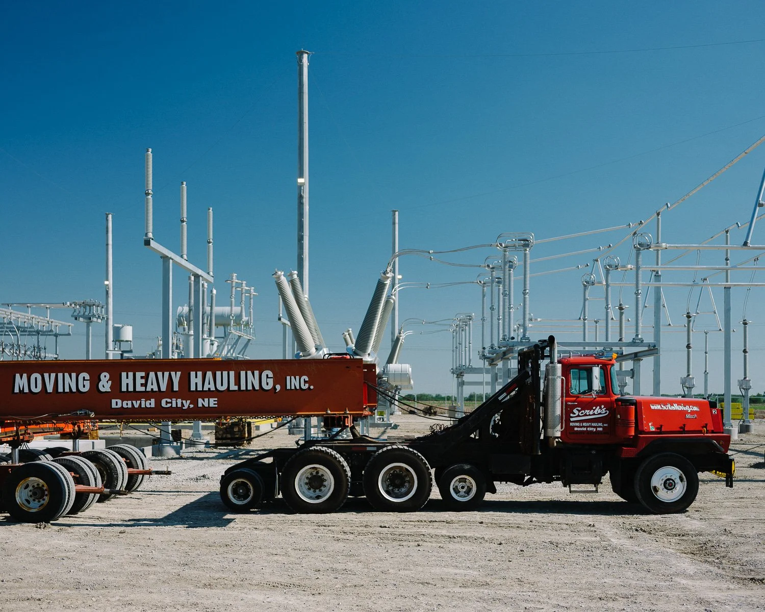  A second Main Power Transformer (MPT) trucked in to the electrical substation at the Milligan 1 Wind Farm Project, Western, NE, for The New York Times, 2020 