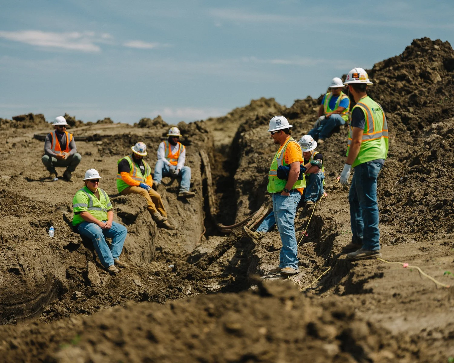  Construction workers on break at the Milligan 1 Wind Farm Project, Western, NE, for The New York Times, 2020 