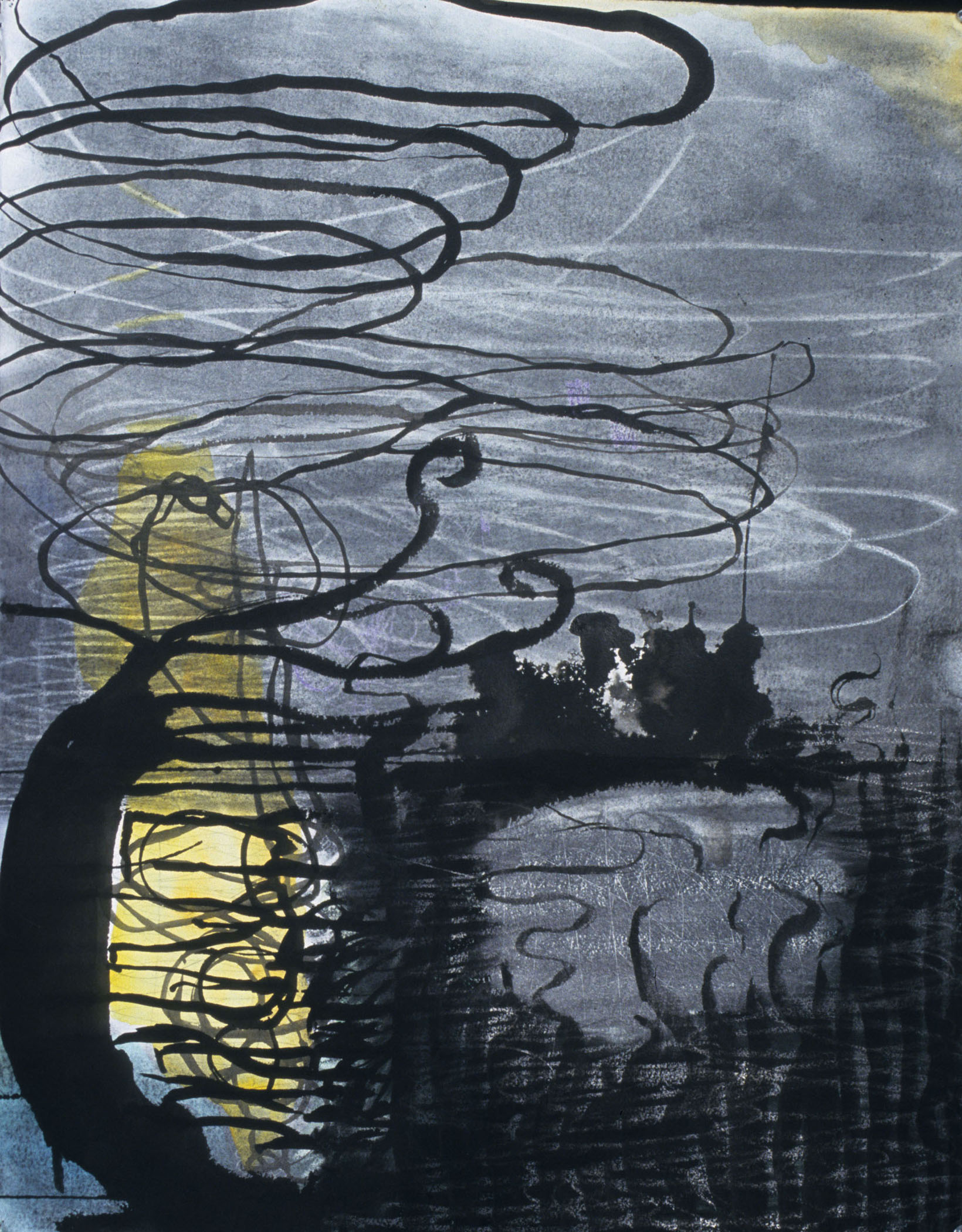 Water Swirl, 26"x 20", charcoal, ink, graphite, gouache, 2007
