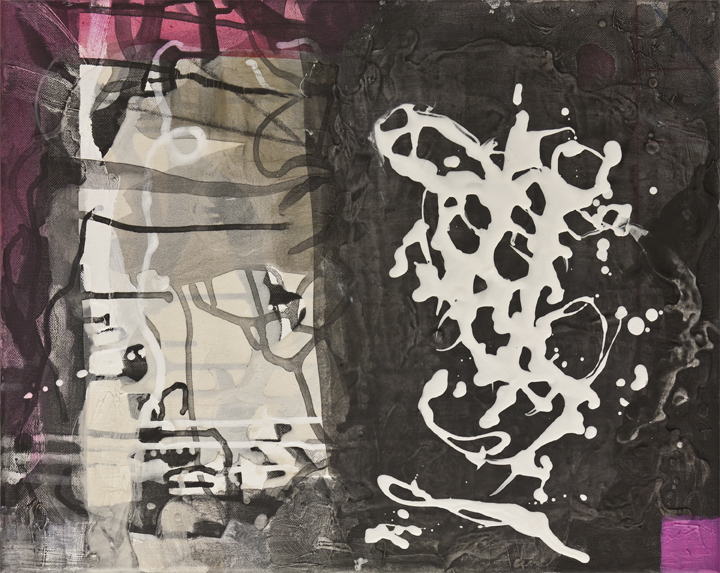 Small World Night Day , 16"x 20", acrylic, ink, graphite, glass powder on canvas, 2011