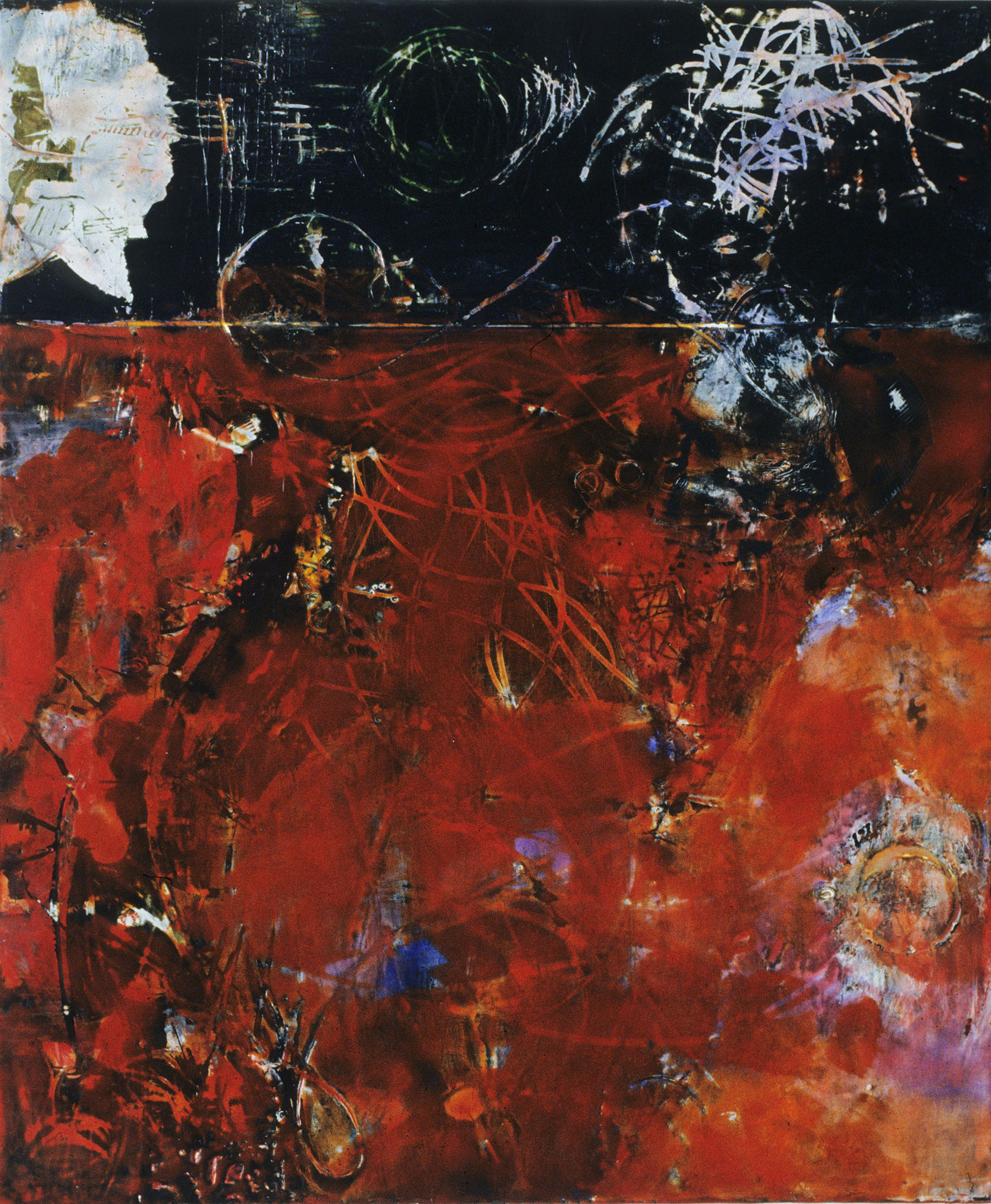 White Flower Red , 18"x 15", encaustic, oil on wood, 2005