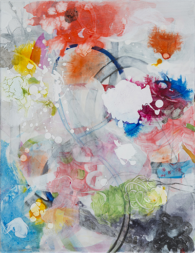 Bouquet, 18"x 14", oil, acrylic, ink, graphite on canvas, 2014