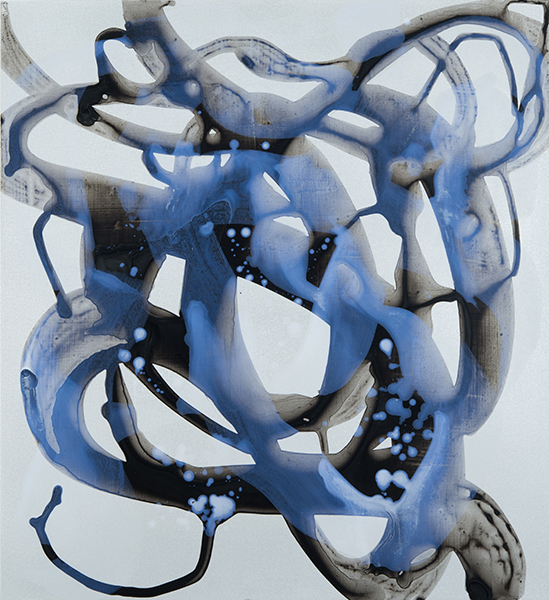 Rain in the Woods 1 , 24"x 22", acrylic, ink on aluminum, 2014