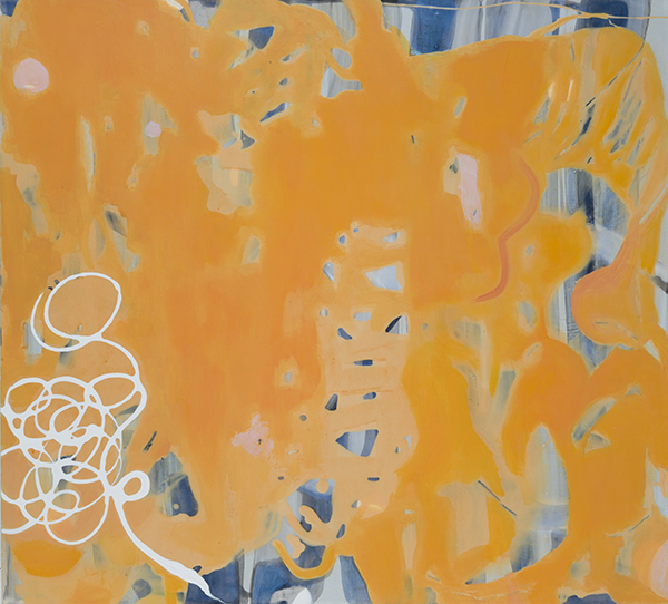 Sun and Clouds , 22"x 24", oil, acrylic, ink on aluminum, 2014