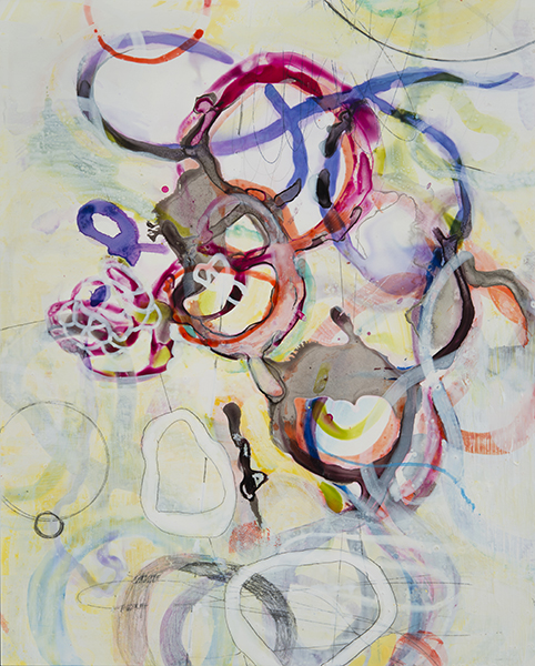 Rainbow Tangle, 10"x 8", ink, gouache, acrylic, graphite on clayboard, 2014