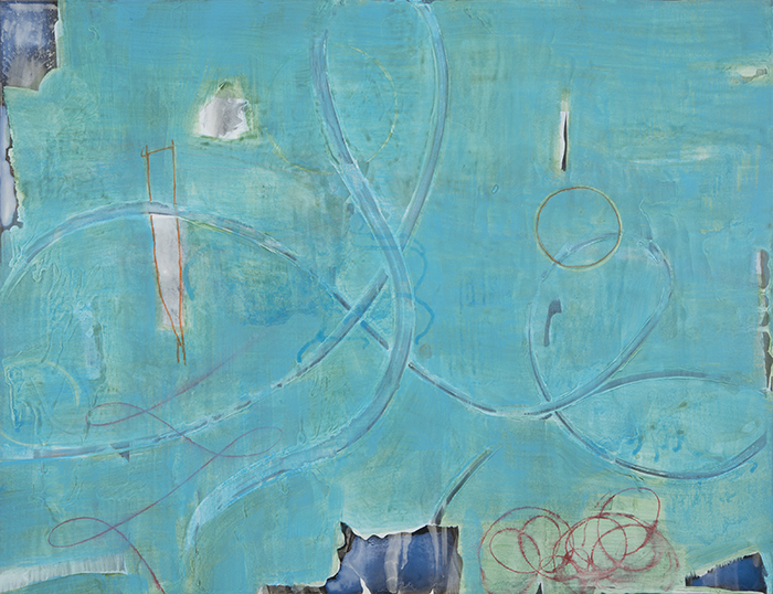 Sea, 22"x 28", ink and pigment dispersion in polymer, color pencil on board, 2014
