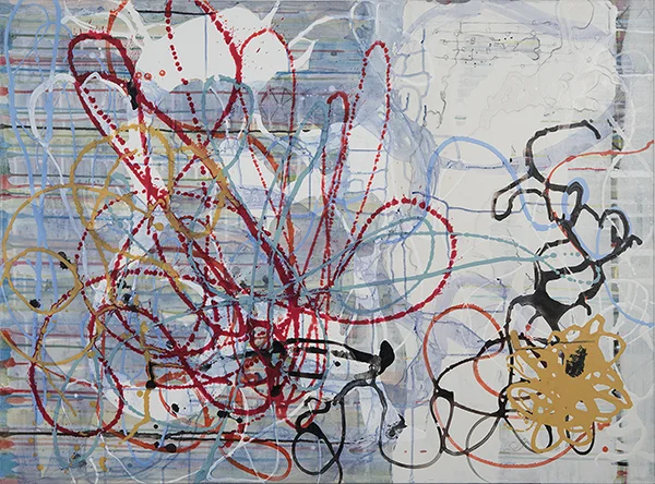 Ancestral Paths , 36" x 48", acrylic, ink, graphite, color pencil on cavas, 2016