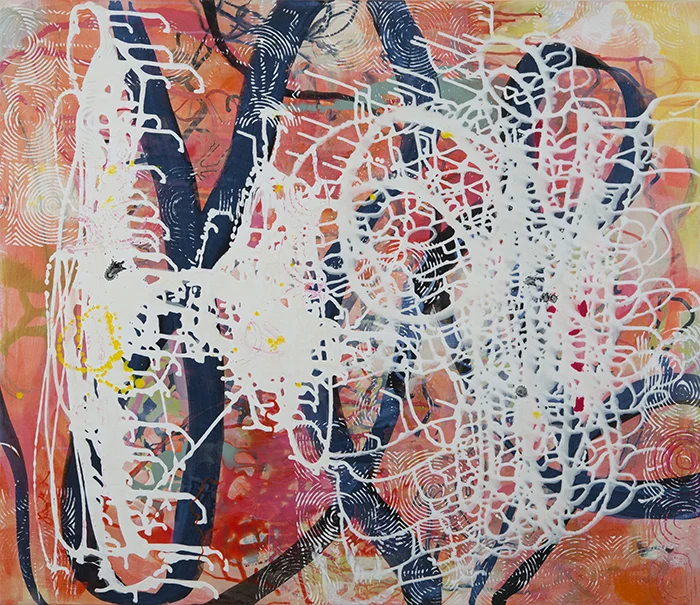 Blue Synapse, 36"x 42", ink and pigment dispersion in polymer, graphite on canvas, 2015