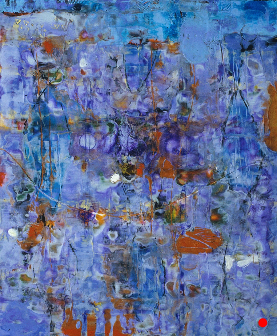 Blue Slide , 30"x 25", encaustic, oil on wood, 2005 SOLD