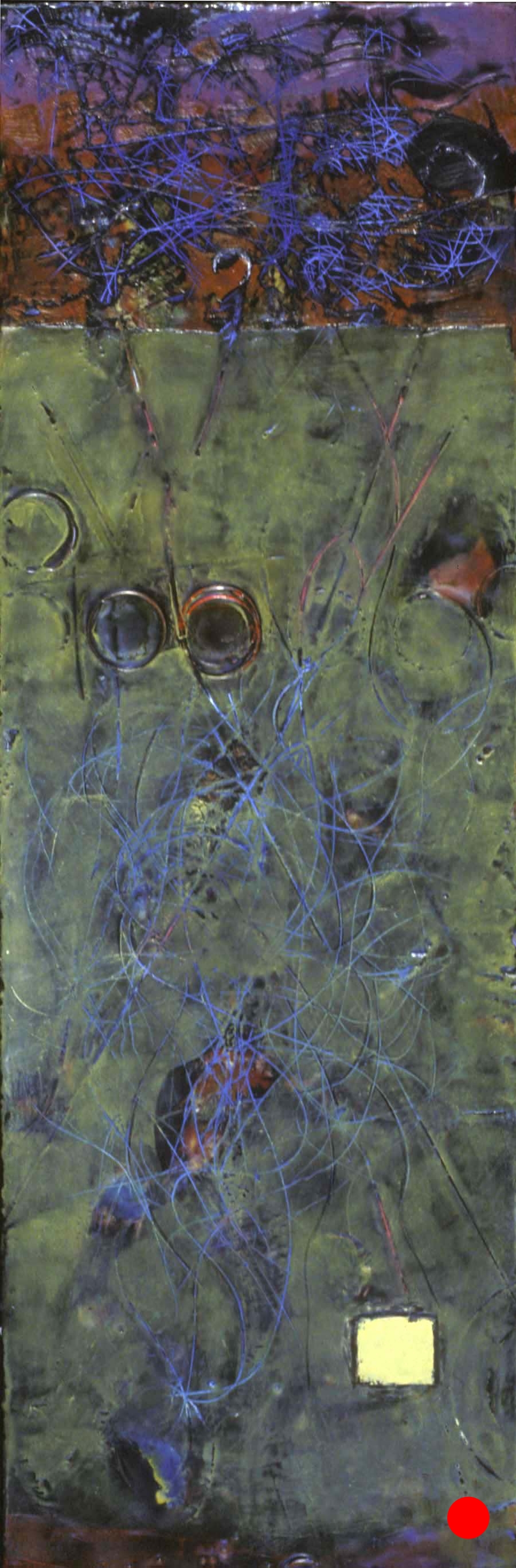 Inside Out, 30" x 10", encaustic,oil on wood, 2004 SOLD