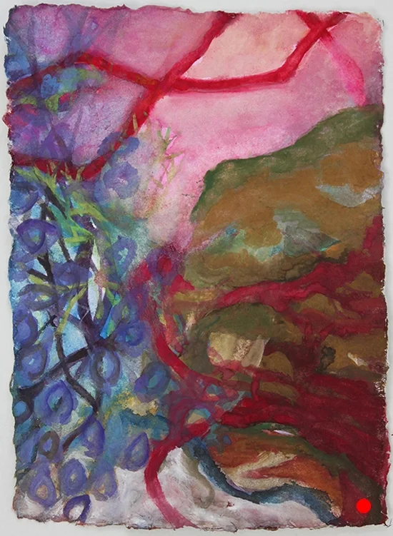 Red Vine Wrapping , 7"x 5", gouache on handmade paper, 2010 SOLD