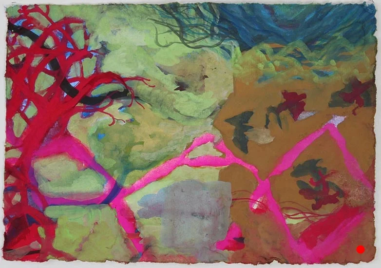 Red Tree, 5"x 7", gouache on handmade paper, 2010 SOLD
