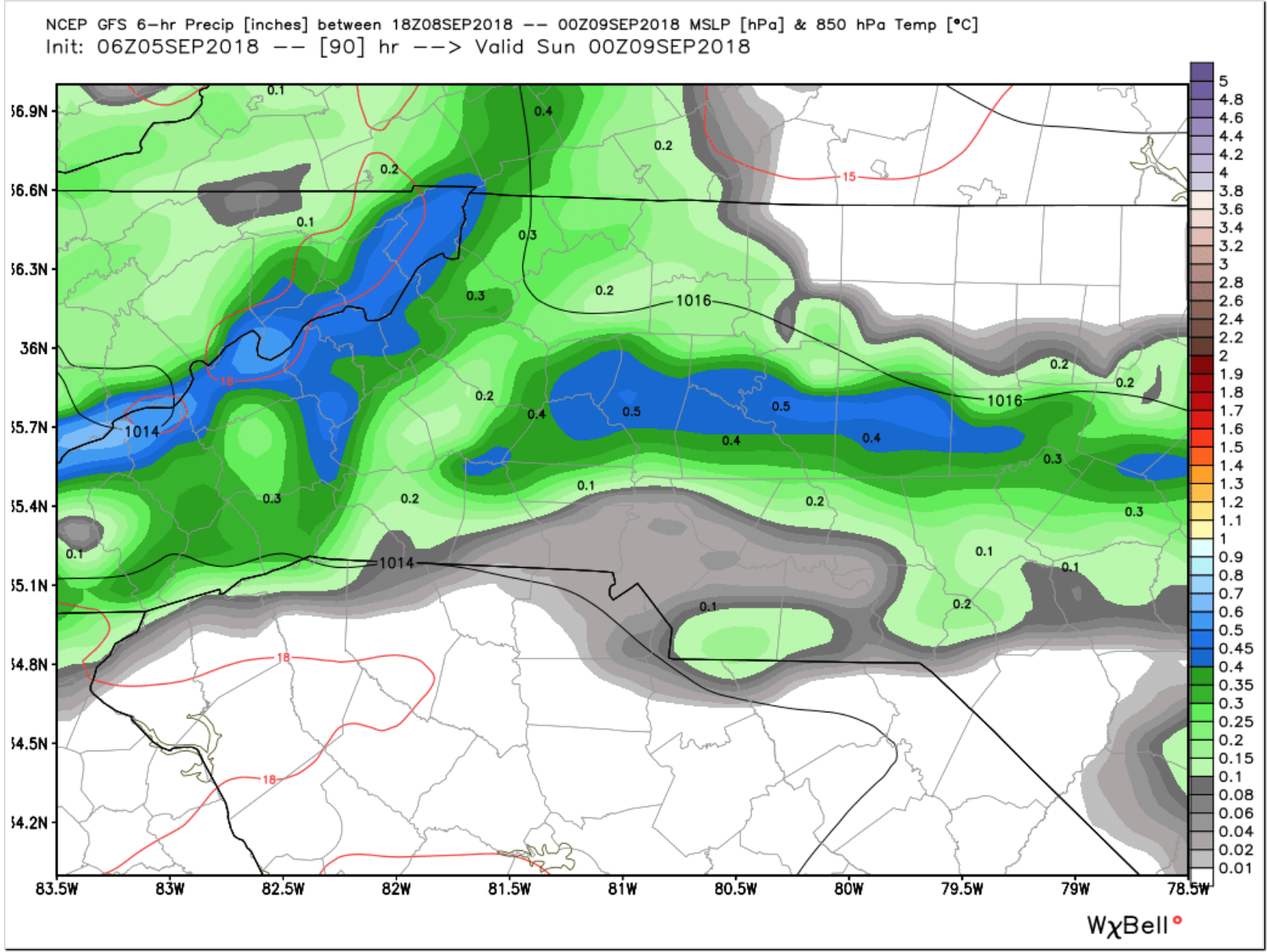 Sept 5th 6z GFS Run Showing Precipitation Amounts Saturday Night