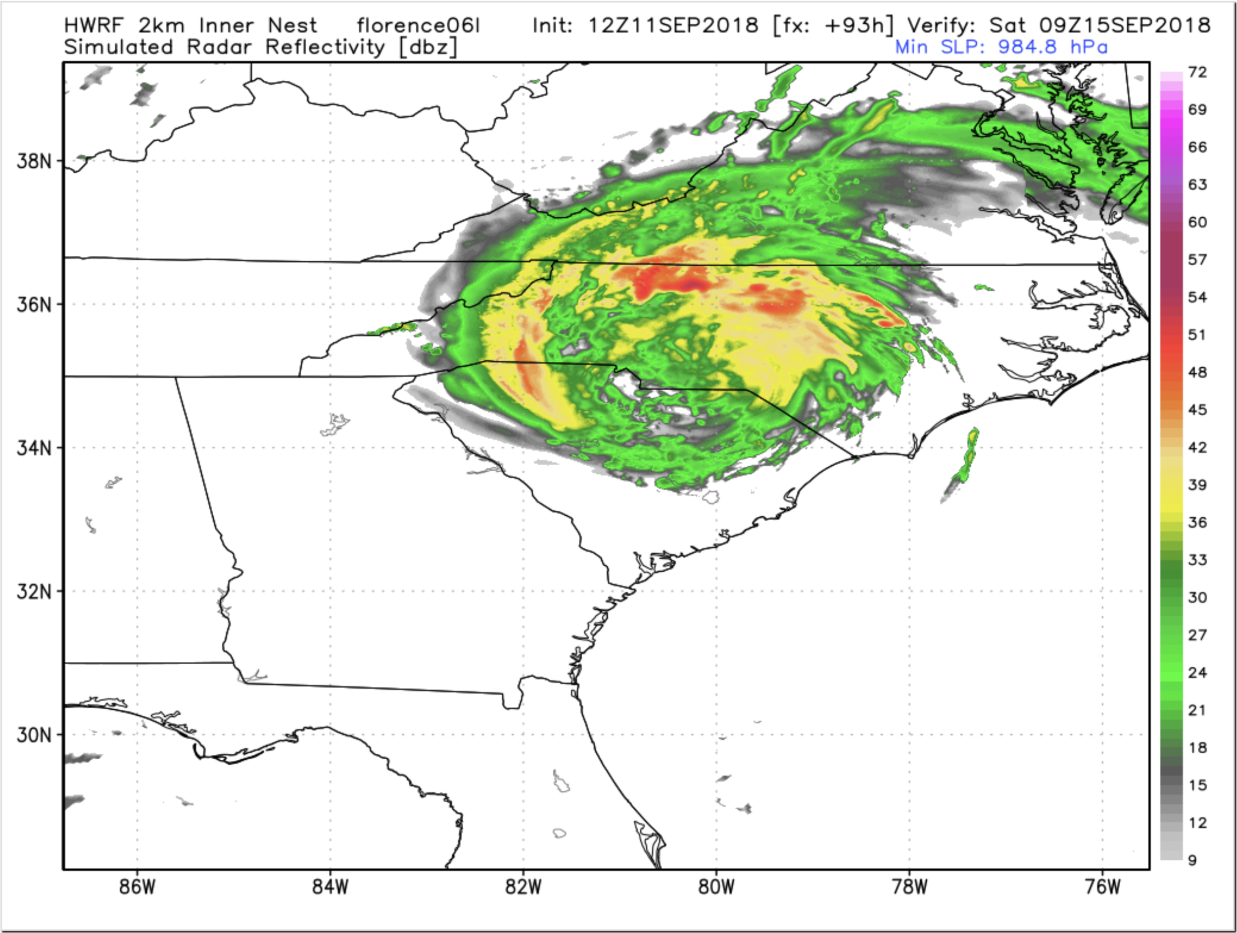 12z HWRF Tuesday Simulated Radar For Saturday Morning
