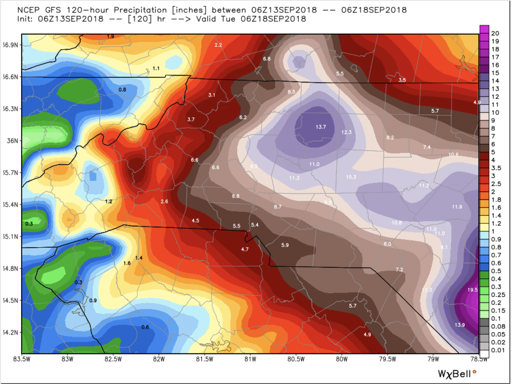 0z GFS Model Precipitation Totals