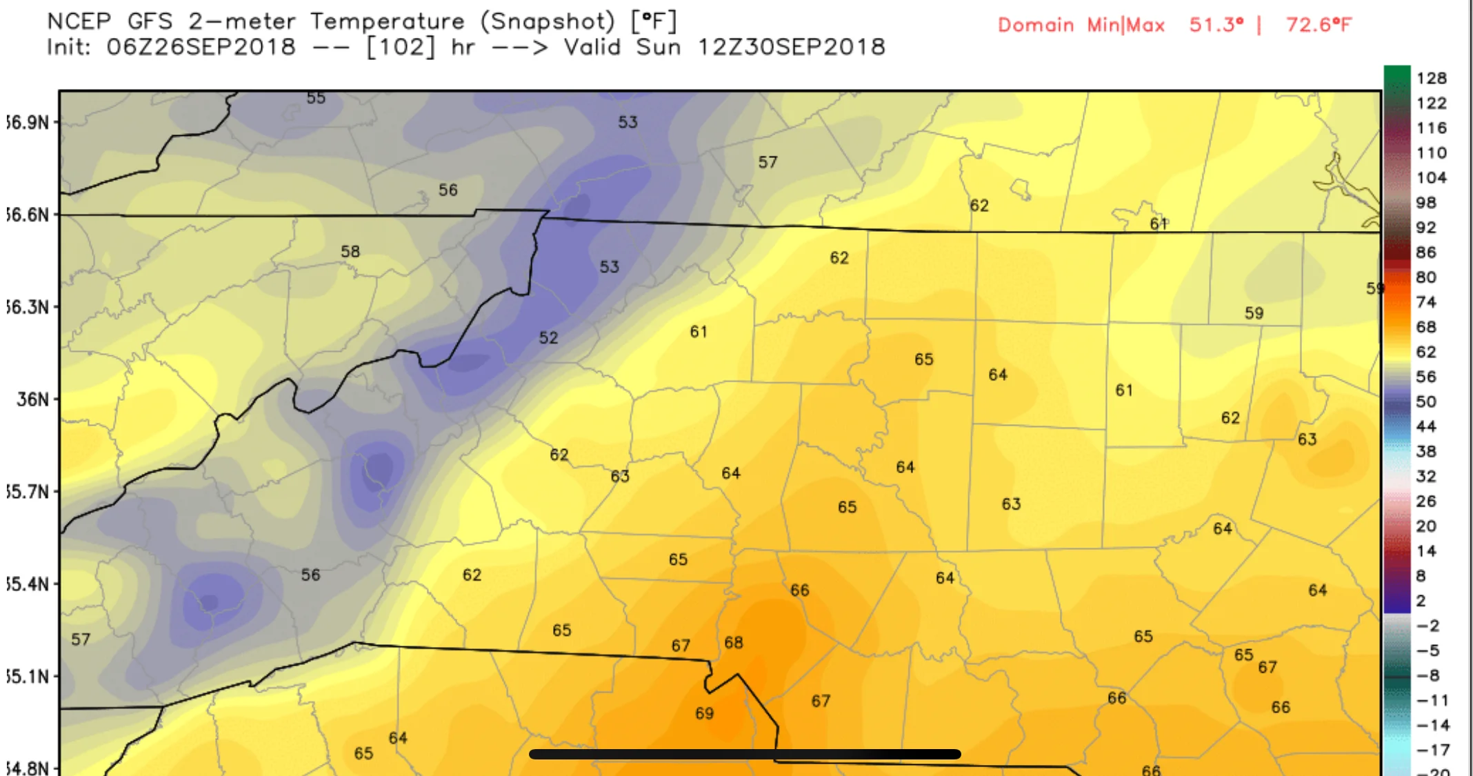 6z GFS Temp Depiction Sunday Morning