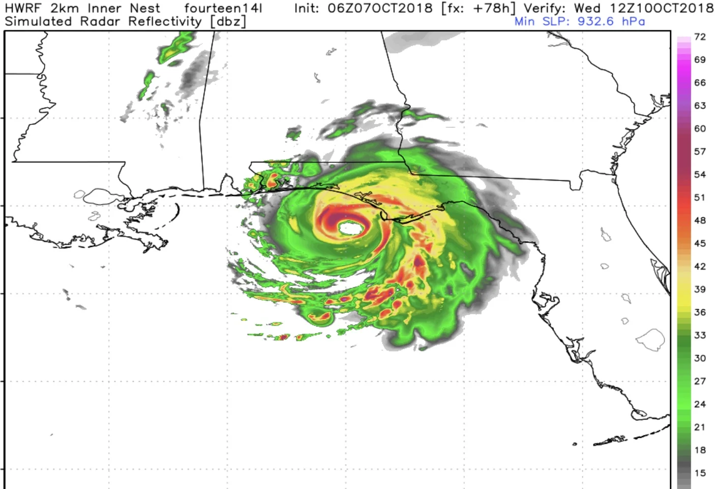 6z HWRF inner nest radar depiction Wednesday Morning