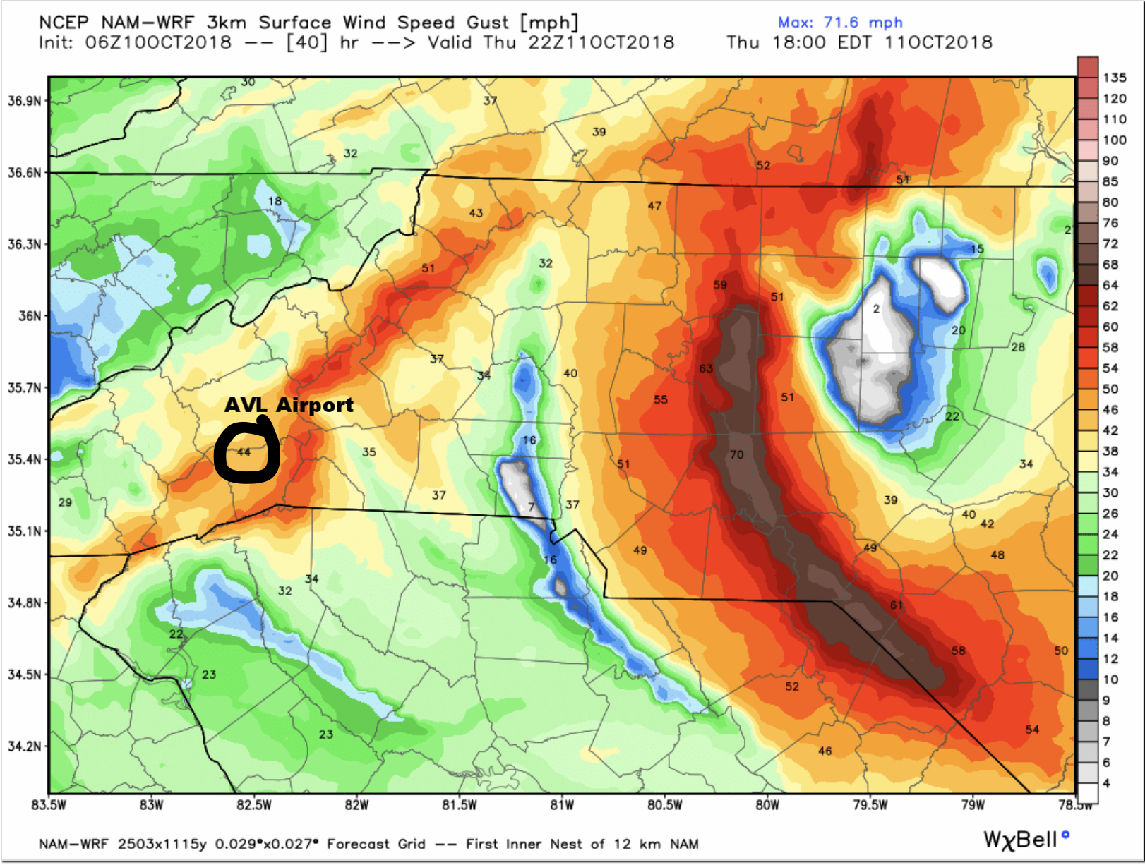 6z Max Surface Wind Gust For Thursday Afternoon