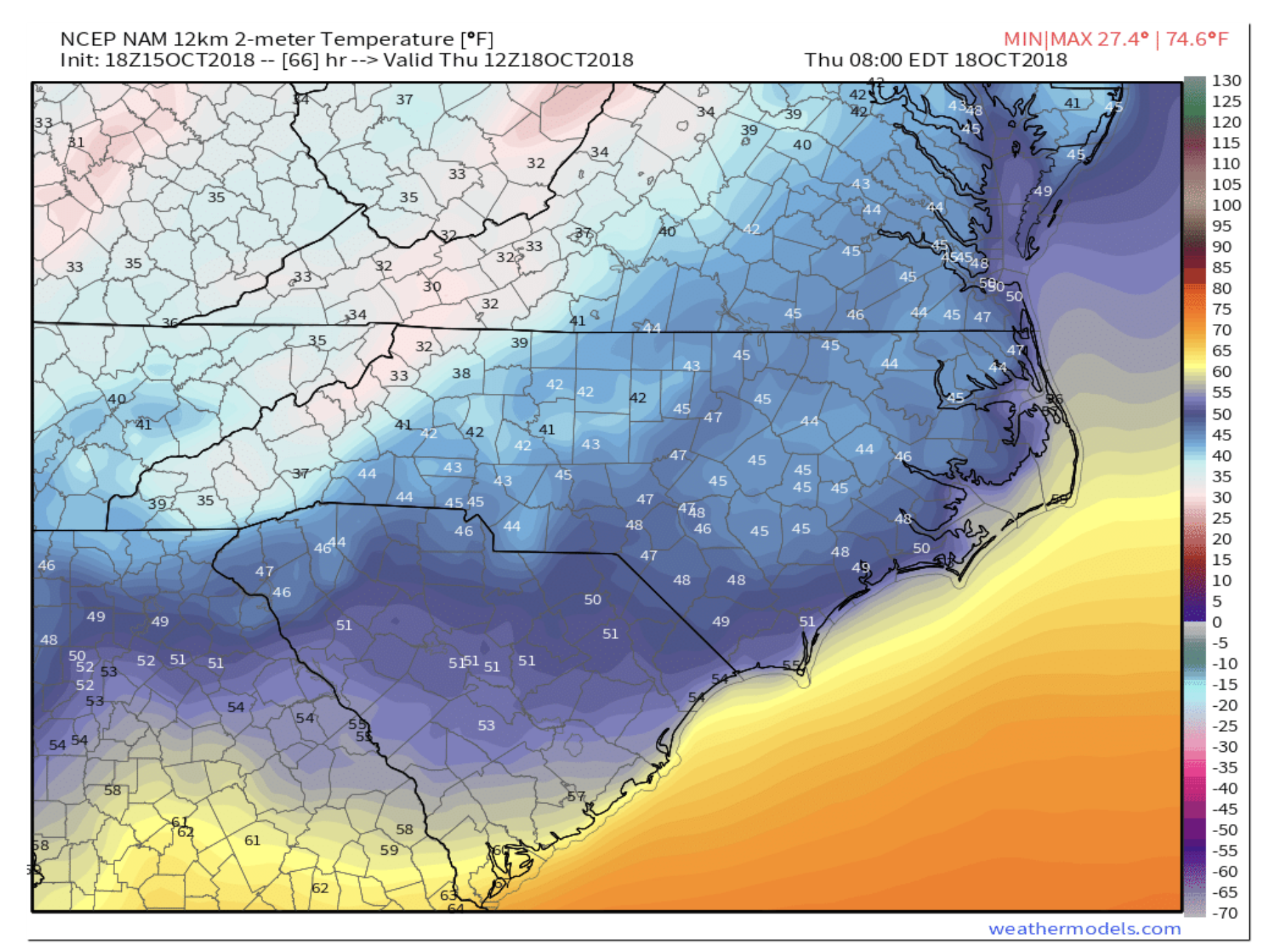 18z NAM Temperature Depiction