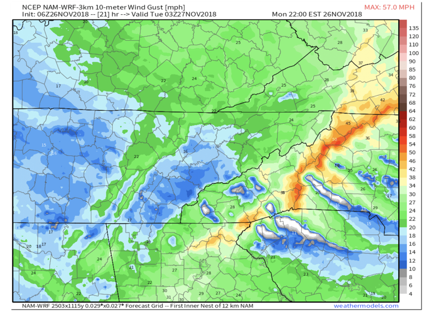 3km NAM wind gusts courtesy of weathermodels.com