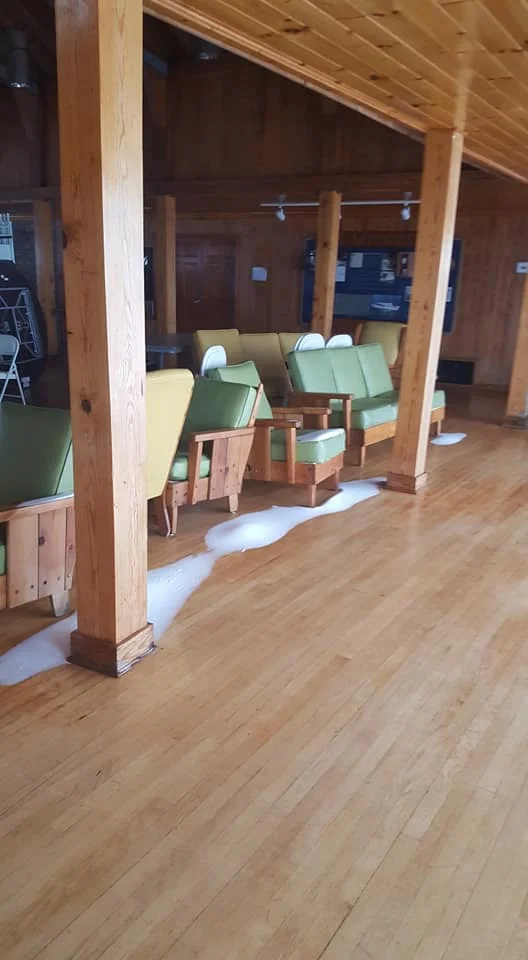 Snow Blown Into Lodge By High Winds