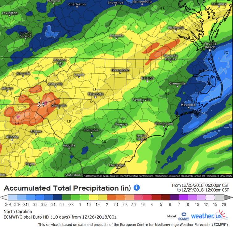 Euro Precipitation Totals Thru Saturday Courtesy of Weather.us