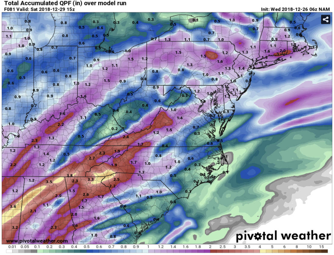 12km Nam Precipitation Totals Curtesy of Pivotalweather.com