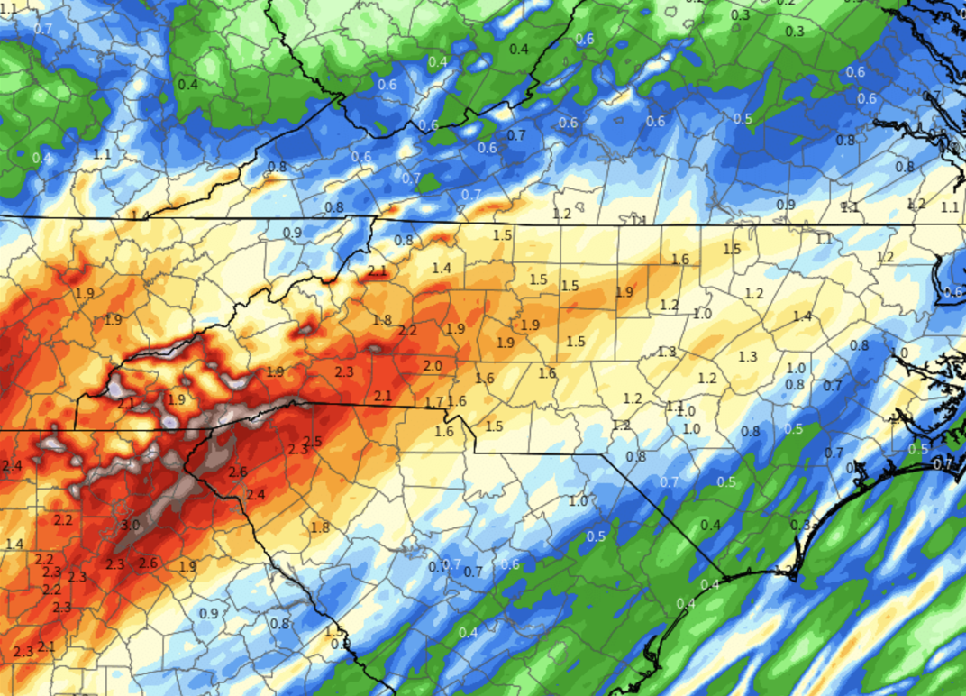 2”+ Of Rainfall Possible Before End Of Week Around WNC, Flash Flooding Likely Again
