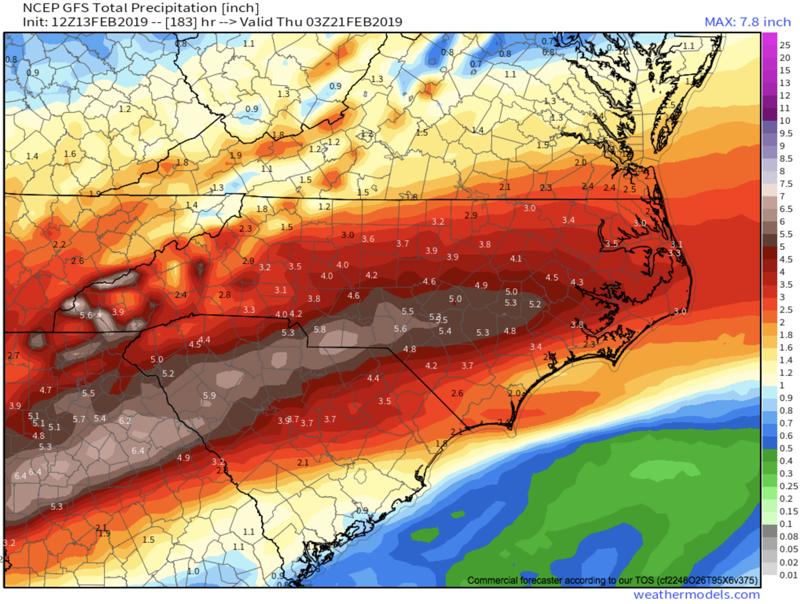 12z GFS Precipitation Map Courtesy of Weathermodels.com