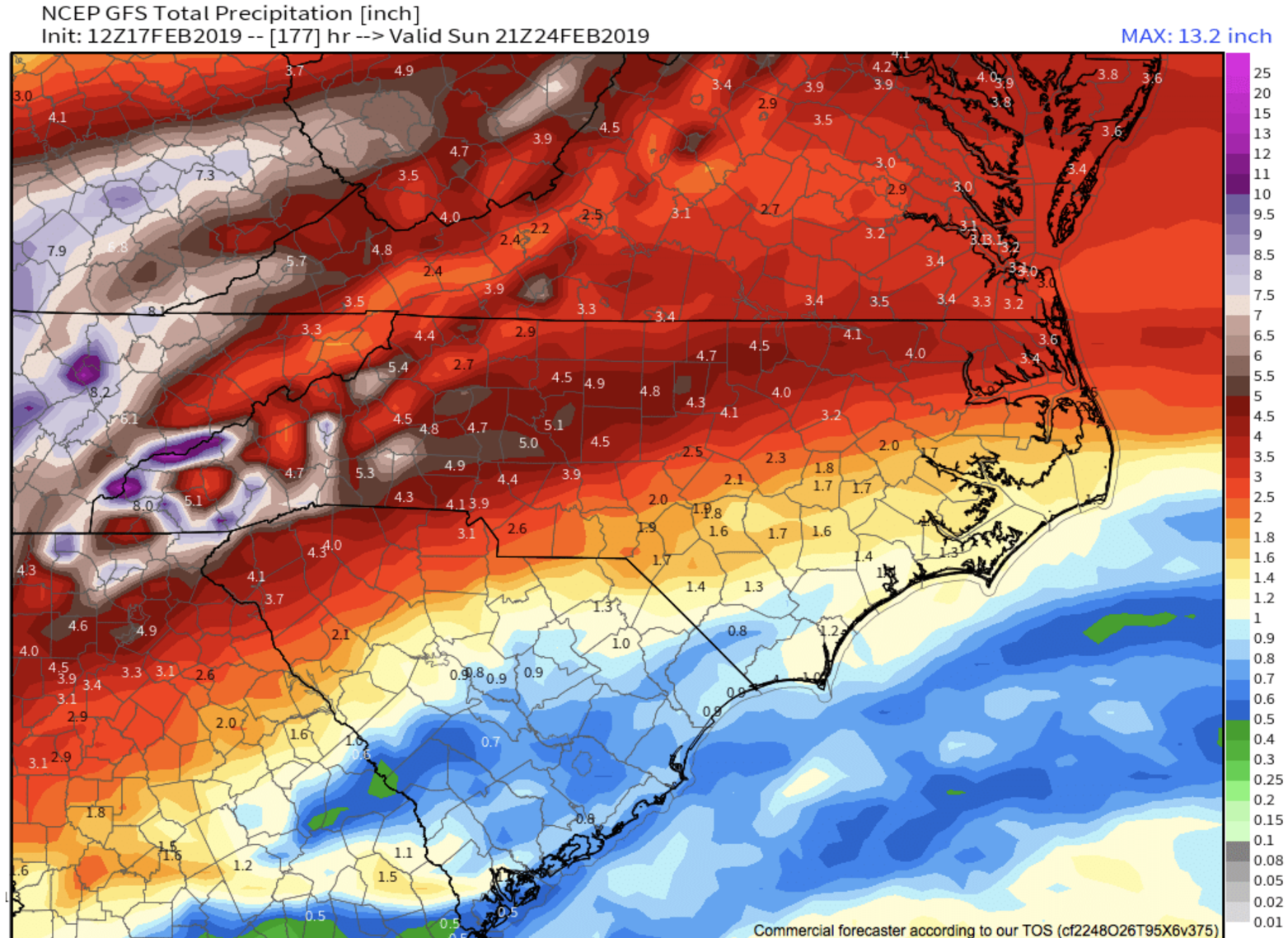 12z GFS Precipitation totals courtesy of Weathermodels.com
