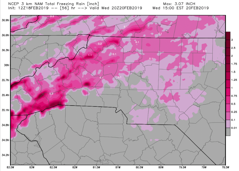 Freezing Rain Threat Increasing For Tuesday/Wednesday Around WNC